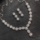 Heera Jewellers AD Stone Silver Plated Necklace Set