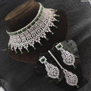 Heera Jewellers Silver Plated AD Stone Necklace Set