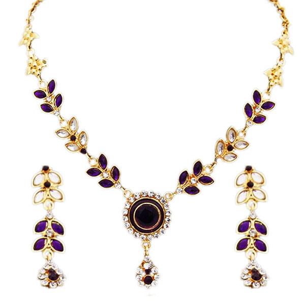 14Fashions Kundan Austrian Stone Gold Plated Necklace Set - 1100106