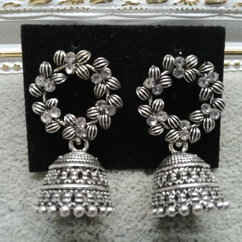 Tahura Oxidised Plated Jhumki Earrings