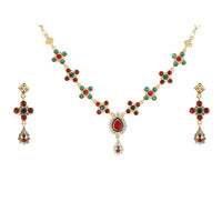 Kriaa Maroon Austrian Stone Kundan Meenakari Necklace Set - 1100345