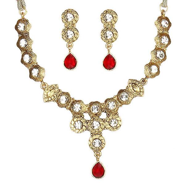 14Fashions Kundan Austrian Stone Gold Plated Necklace Set - 1100401