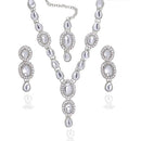 Kriaa White Kundan Stone Gold Plated Necklace Set - 1100705