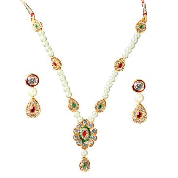 Kriaa Maroon Austrian Stone Gold Plated Necklace Set - 1100712