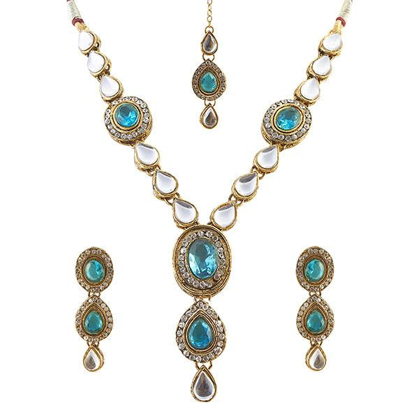 Vivant Charms Austrian Stone Necklace Set With Maang Tikka - 1100721