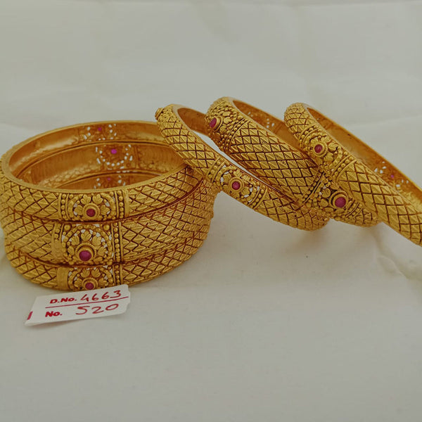 Jai Mata Di Pota Stone Gold Plated Bangles Set - 110091005PK