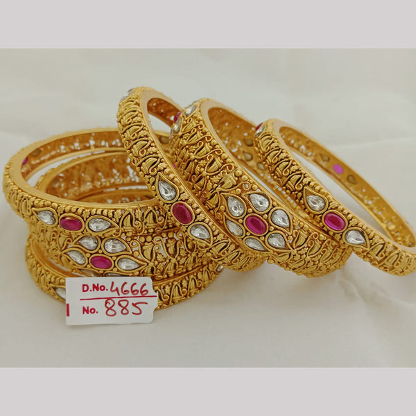 Jai Mata Di Pota Stone Gold Plated Bangles Set - 110091007PK
