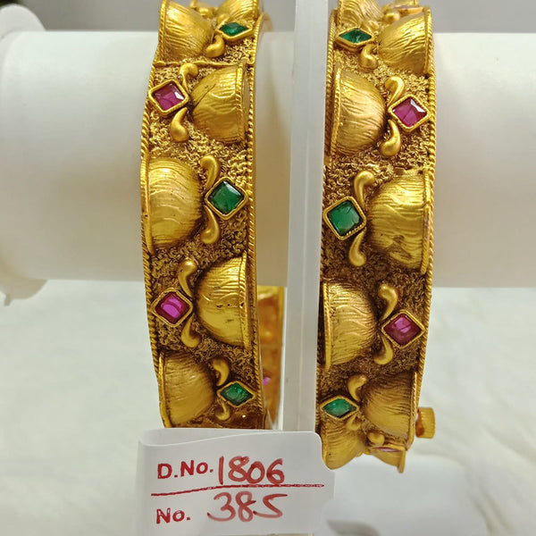 Jai Mata Di Pota Stone Gold Plated Bangles Set - 110091009PK