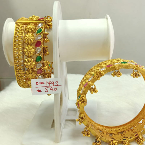 Jai Mata Di Pota Stone Gold Plated Bangles Set - 110091011PK