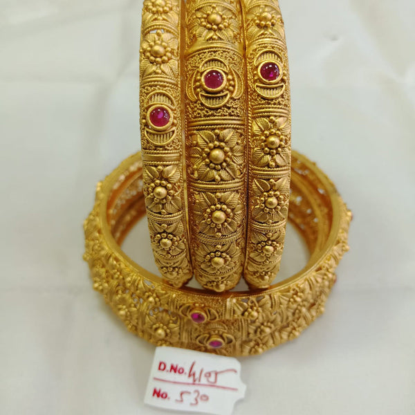 Jai Mata Di Pota Stone Gold Plated Bangles Set - 110091012PK