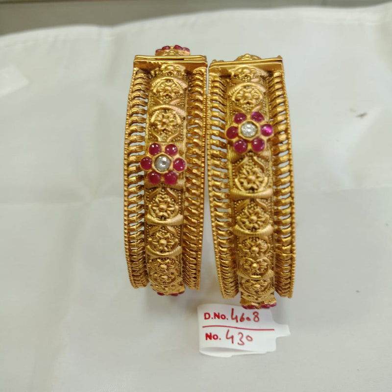 Jai Mata Di Pota Stone Gold Plated Bangles Set - 110091015PK