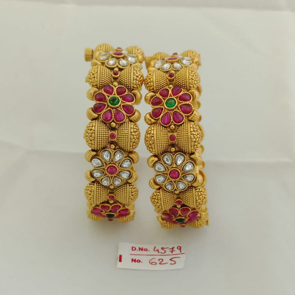 Jai Mata Di Pota Stone Gold Plated Bangles Set - 110091016PK