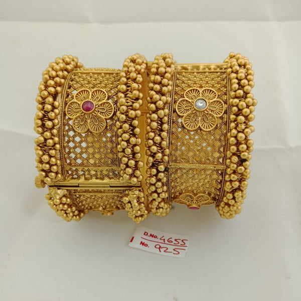 Jai Mata Di Pota Stone Gold Plated Bangles Set - 110091017PK