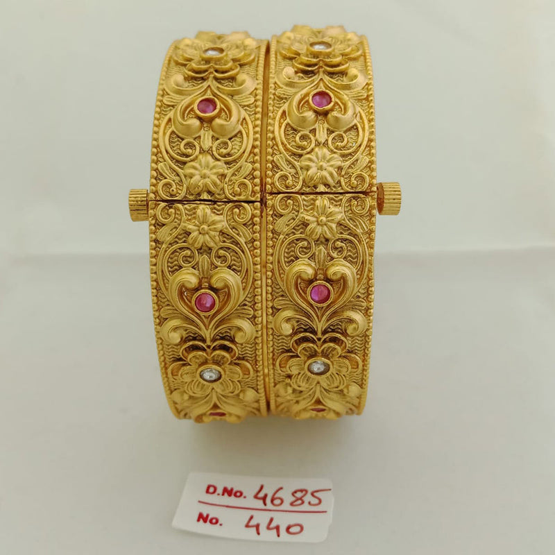 Jai Mata Di Pota Stone Gold Plated Bangles Set - 110091018PK