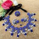 Vaamika Oxidised Pack Of 4 Necklace Earrings Ring & Nose Ring Combo Set ( assorted color)