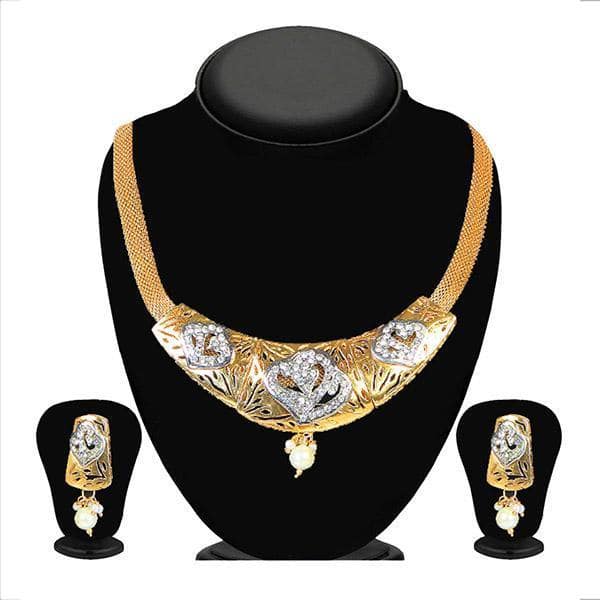 Tip Top Fashions Austrian Stone Gold Plated Necklace Set  - 1101003