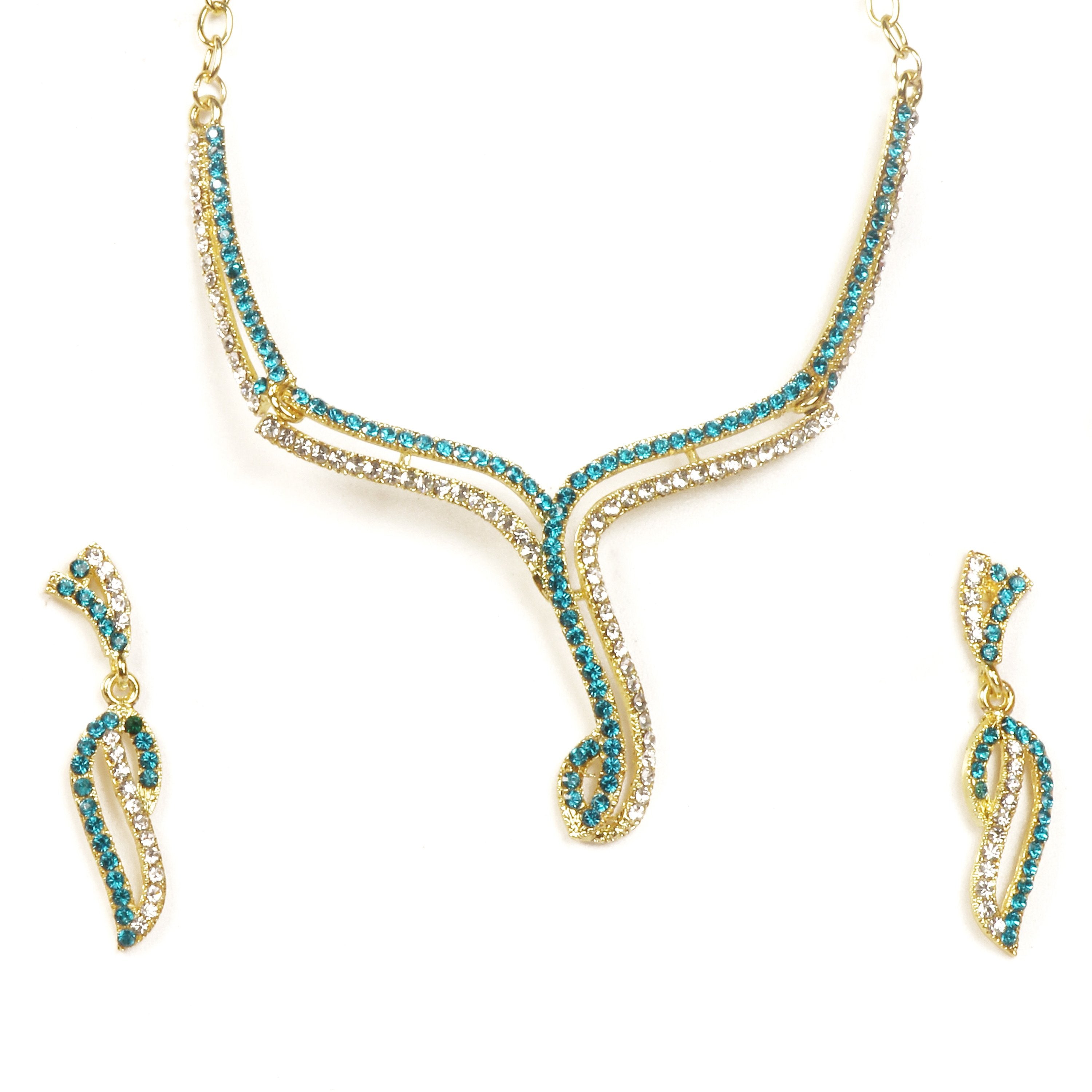 Kriaa Gold Plated Austrian Stone Necklace Set - 1101307