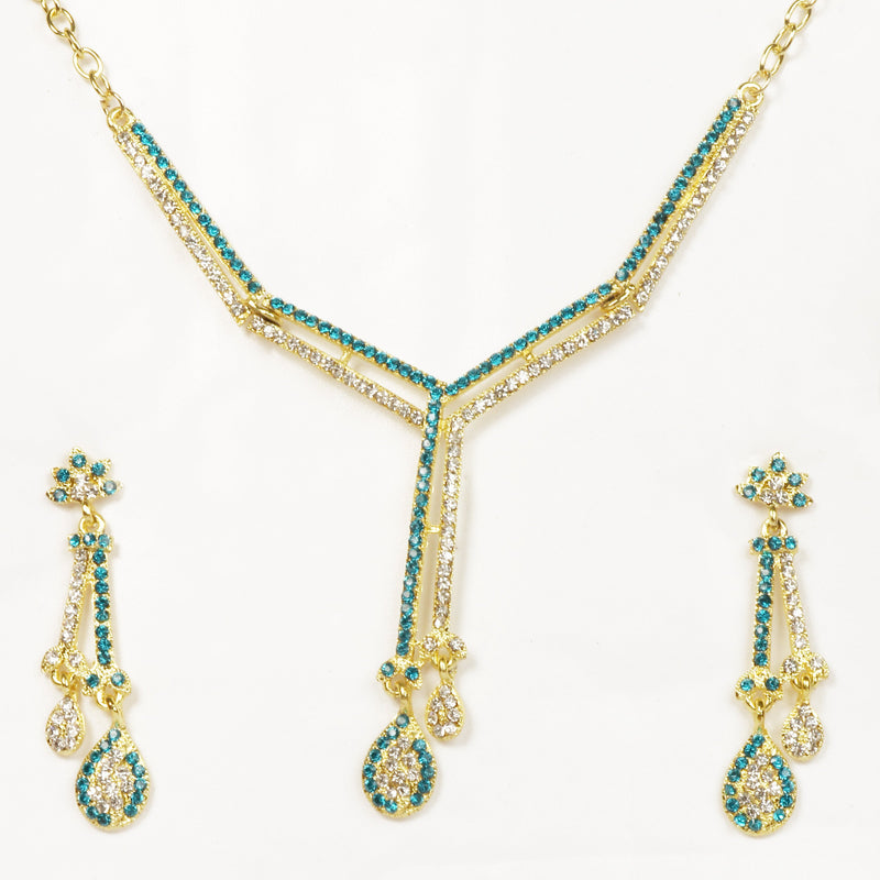 Kriaa Gold Plated Austrian Stone Necklace Set - 1101322