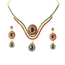 Kriaa Gold Plated Austrian Stone Necklace Set - 1101331