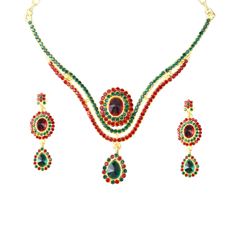 Kriaa Gold Plated Austrian Stone Necklace Set - 1101331