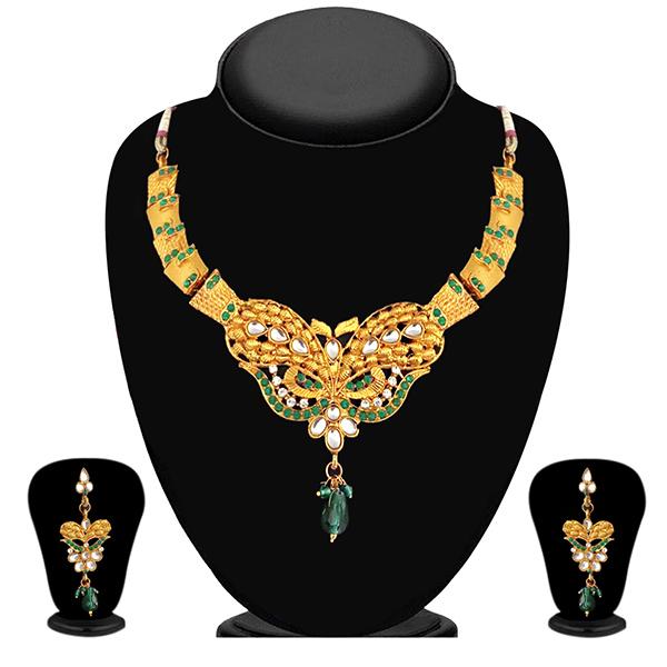 Tip Top Fashions Green Austrian Stone Necklace Set - 1102010