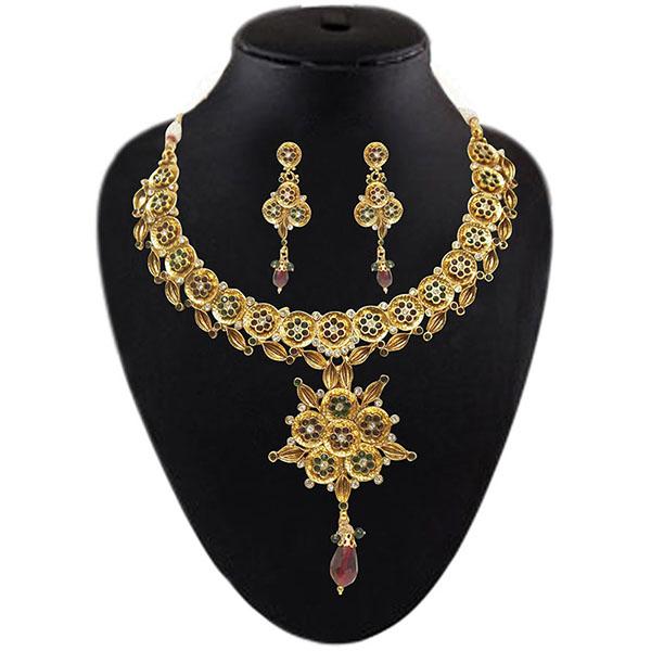 Soha Fashions Gold Plated Austrian Stone Necklace Set - 1102105