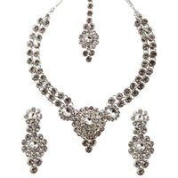 Soha Fashions White Austrian Stone Gold Plated Necklace Set - 1102303