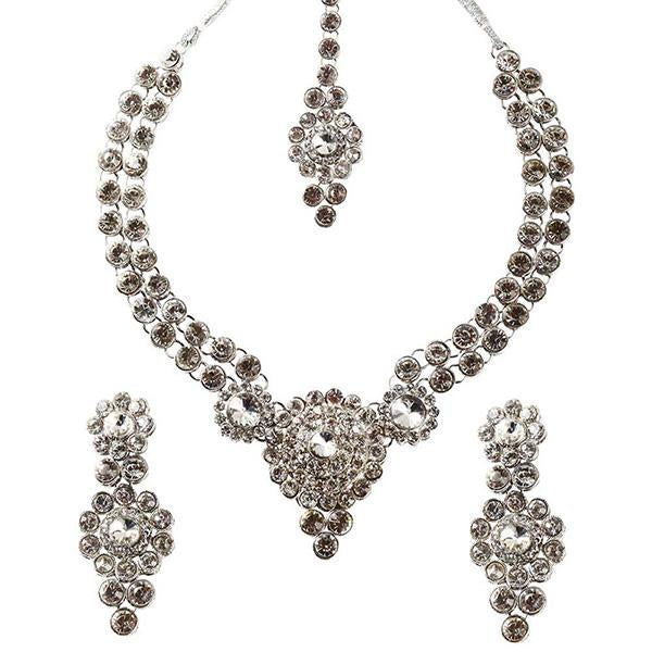 Soha Fashions White Austrian Stone Gold Plated Necklace Set - 1102303