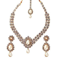 Vivant Charms Austrian Stone Necklace Set With Maang Tikka - 1102320