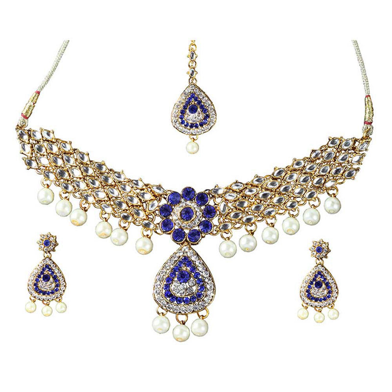 Vivant Charms Gold Plated Necklace Set With Maang Tikka - 1102321