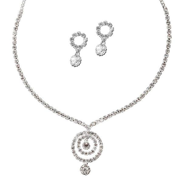 Eugenia Austrian Stone Rhodium Plated Round Shape Necklace Set