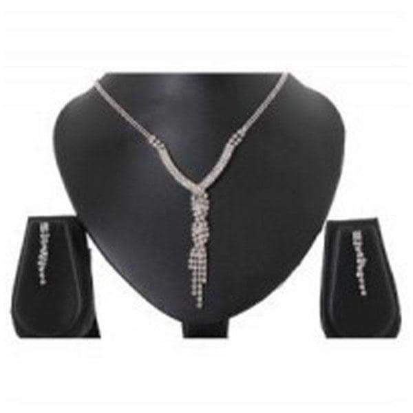 Tip Top Fashions Rhodium Plated Austrian Stone Necklace Set - 1102407