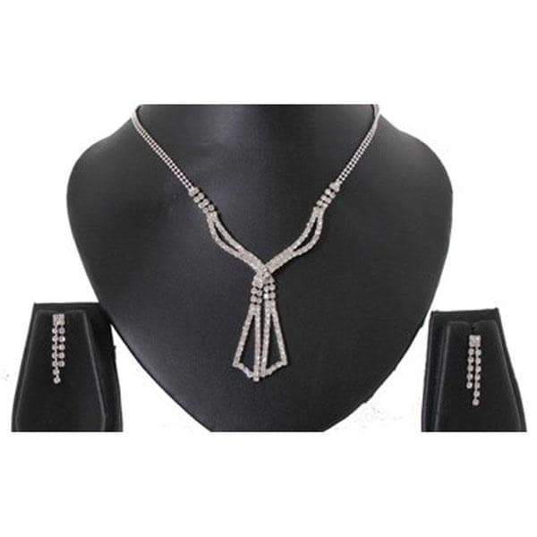 Tip Top Fashions Austrian Stone Rhodium Plated Necklace Set - 1102410