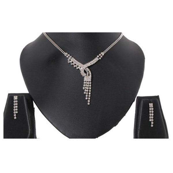 Tip Top Fashions Austrian Stone Silver Plated Necklace Set - 1102411