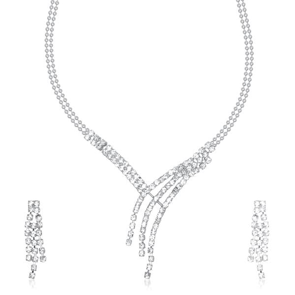 Eugenia Austrian Stone Rhodium Plated Necklace Set - 1102412
