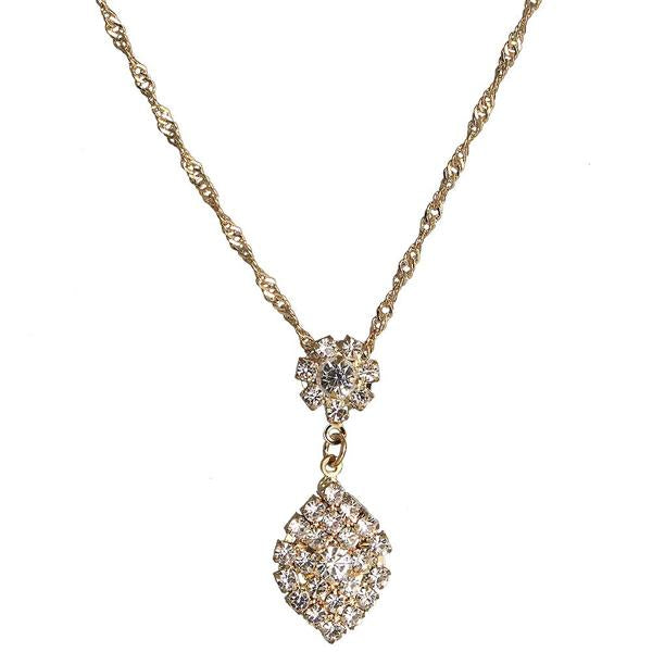 Urthn Austrian Stone Gold Plated Chain Necklaces - 1102422