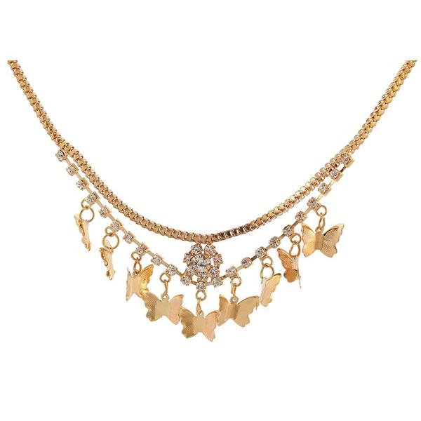 Urthn Austrian Stone Butterfly Shaped Gold Plated Necklaces - 1102427