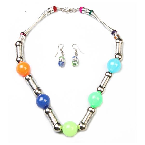 Beadside Multicolor Beads Rhodium Plated Necklace Set - 1102508