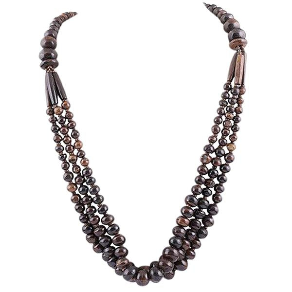 Beadside Beads Brown 3 Layer Fusion Necklace - 1102541