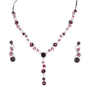 Urthn Pink Austrian Stone Rhodium Plated Necklace Set - 1102802
