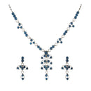 Urthn Blue Austrian Stone Rhodium Plated Necklace Set - 1102813