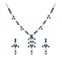 Urthn Blue Austrian Stone Rhodium Plated Necklace Set - 1102813