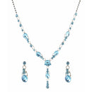 Urthn Blue Austrian Stone Rhodium Plated Necklace Set - 1102831