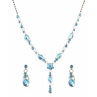 Urthn Blue Austrian Stone Rhodium Plated Necklace Set - 1102831