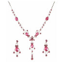 Urthn Pink Austrian Stone Rhodium Plated Necklace Set - 1102836