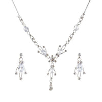 Urthn Austrian Stone Rhodium Plated Necklace Set - 1102837