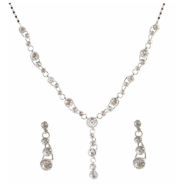 Urthn Austrian Stone Rhodium Plated Necklace Set - 1102839