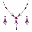 Urthn Purple Austrian Stone Rhodium Plated Necklace Set - 1102842