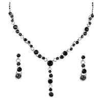 Urthn Black Austrian Stone Rhodium Plated Necklace Set - 1102843