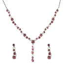 Urthn Pink Austrian Stone Rhodium Plated Necklace Set - 1102844